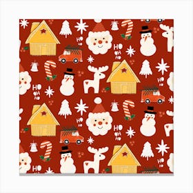 Holiday Christmas Santa Workshop Minimal Retro Red Canvas Print