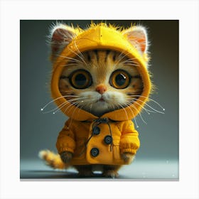 Cute Kitten In Yellow Coat Canvas Print