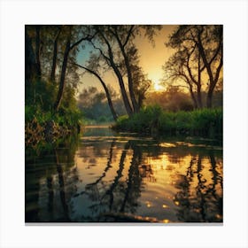 Sunrise In The Forest Canvas Print