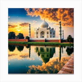 Sunrise At Taj Mahal Canvas Print