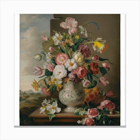 Flowers In A Vase, Paulus Theodorus Van Brussel (4) Canvas Print