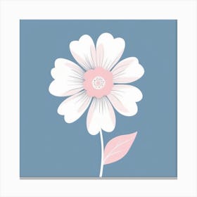 A White And Pink Flower In Minimalist Style Square Composition 521 Canvas Print
