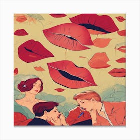 Kissing Lips Canvas Print