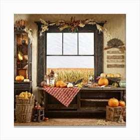 A Traditional Corner Of An American Farmhouse During The Late Autumn Season With An Overhead Vintage (4) 1 Canvas Print