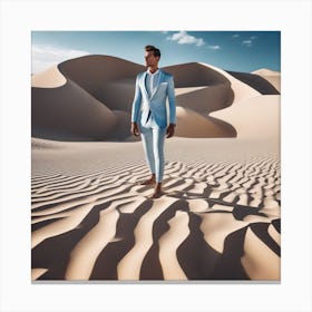 Man In A Suit In The Desert Canvas Print