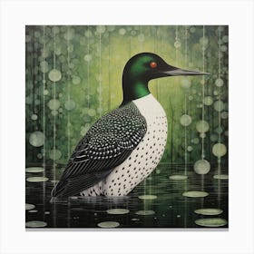 Ohara Koson Inspired Bird Painting Loon 2 Square Canvas Print