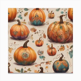 Pumpkins Cute Painted Pumpkins ( Bohemian Design ) Canvas Print