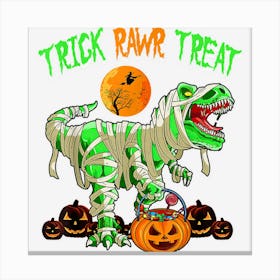 Trick Rawr Treat Halloween Dinosaur Trex Boys Toddler Kids Canvas Print