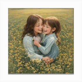 Two Girls In A Field Canvas Print