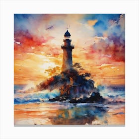 Lighthouse At Sunset Canvas Print