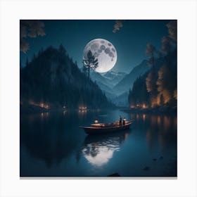 Full Moon In The Lake Canvas Print