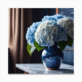 Blue and White Hydrangeas Canvas Print