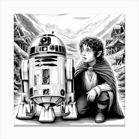 R2 D2 Guides Frodo To Mordor Star Wars Lord Of The Rings Art Print Canvas Print