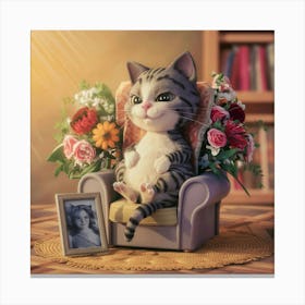 Cat Sitting In A Chair Canvas Print