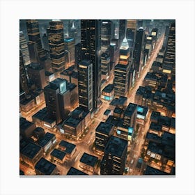 Cityscape At Night 13 Canvas Print