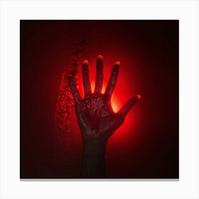 Bloody Handprint With A Sinister Texture Deep Red Hue Backlit By A Ghostly Glow Shadowy Surface Wh (4) Canvas Print