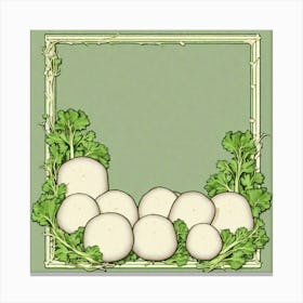 White Mushrooms In A Frame Canvas Print