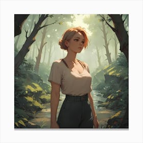 Girl In The Forest 1 Canvas Print