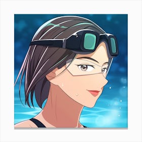 Anime Girl In Swimming Goggles Canvas Print