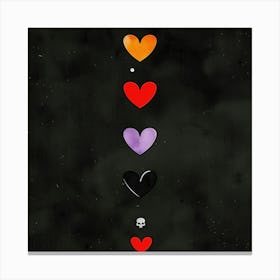 Hearts & Skull Canvas Print