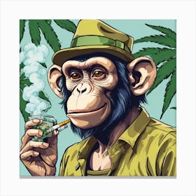 Chimpanzee Smoking A Cigarette 2 Canvas Print
