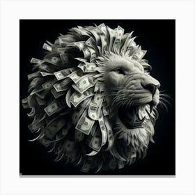 A male lion mane made of dollar, Canvas Print