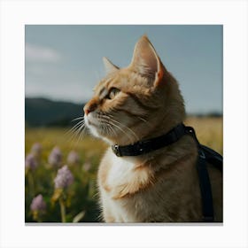 Cat In Field Canvas Print