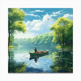 Man In A Boat 7 Canvas Print