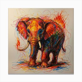 Elephant On Fire 2 Canvas Print
