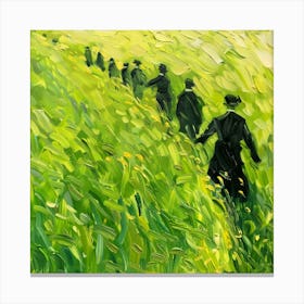 People Walking In The Grass 1 Canvas Print