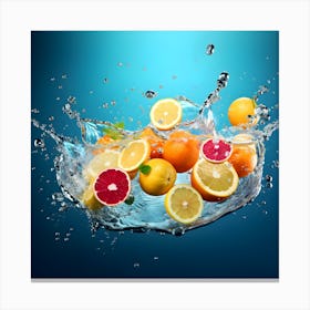 Oranges Splashing In Water 1 Canvas Print