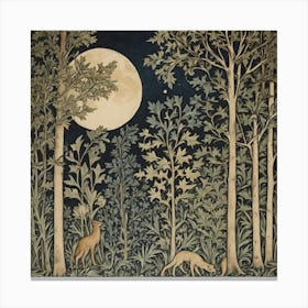 William Morris Print Night Forest Moon Canvas Print