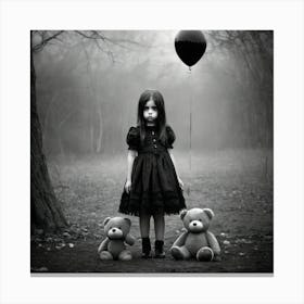 Little Girl With Teddy Bears 1 Canvas Print