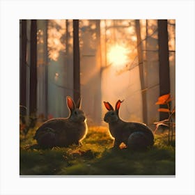 Rabbits In The Forest Canvas Print