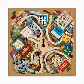 A Vibrant And Intricate Collage Featuring A Diverse Array Of Board Games As Art (2) Canvas Print