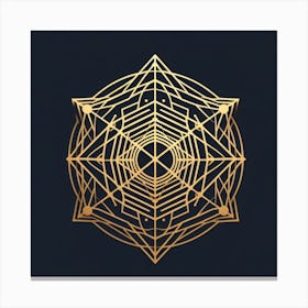 Golden Spiral Symbol On Black Background Canvas Print