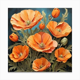 Boho Wildflower Painting California Poppy Art Print 0 Canvas Print