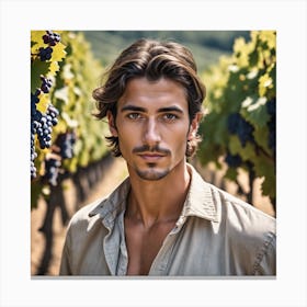 Handsome Young Man In Vineyard Canvas Print