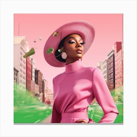 Woman In A Pink Hat 3 Canvas Print