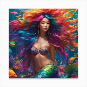 Rainbow mermaid in the Asian sea Canvas Print