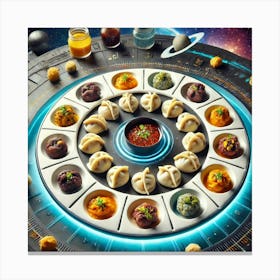 A Futuristic Dish Called Orbiting Pelmeni, Featuri Canvas Print