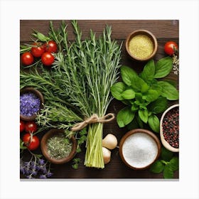 Herbs And Spices Canvas Print