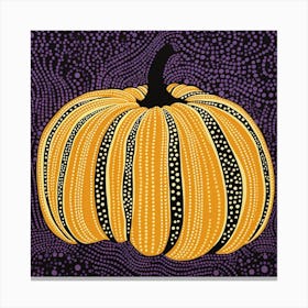 Yayoi Kusama Inspired Pumpkin Purple And Yellow 3 Canvas Print