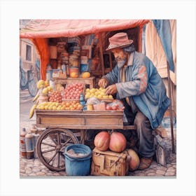 Man Selling Fruit #7 Art Print Canvas Print