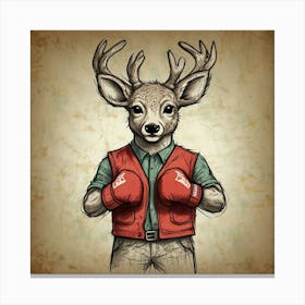 Deer With Boxing Gloves Canvas Print