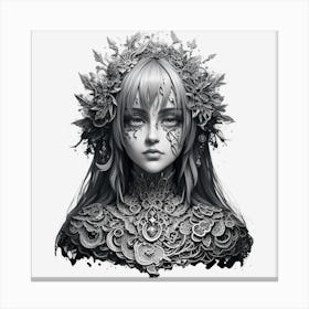 Girl With Flowers On Her Head Canvas Print