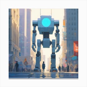 Robot In The City 75 Canvas Print