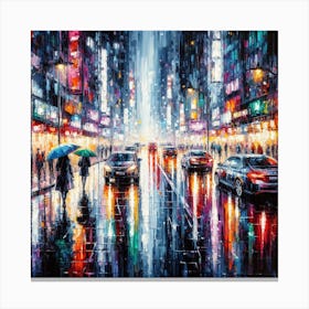 Rainy Night In The City Canvas Print