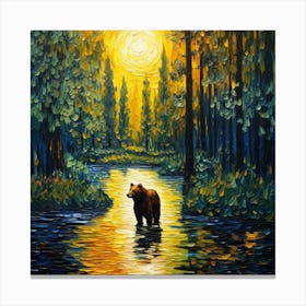 Bear In The River Canvas Print