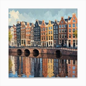 Amsterdam City Low Poly Art Print 3 Canvas Print